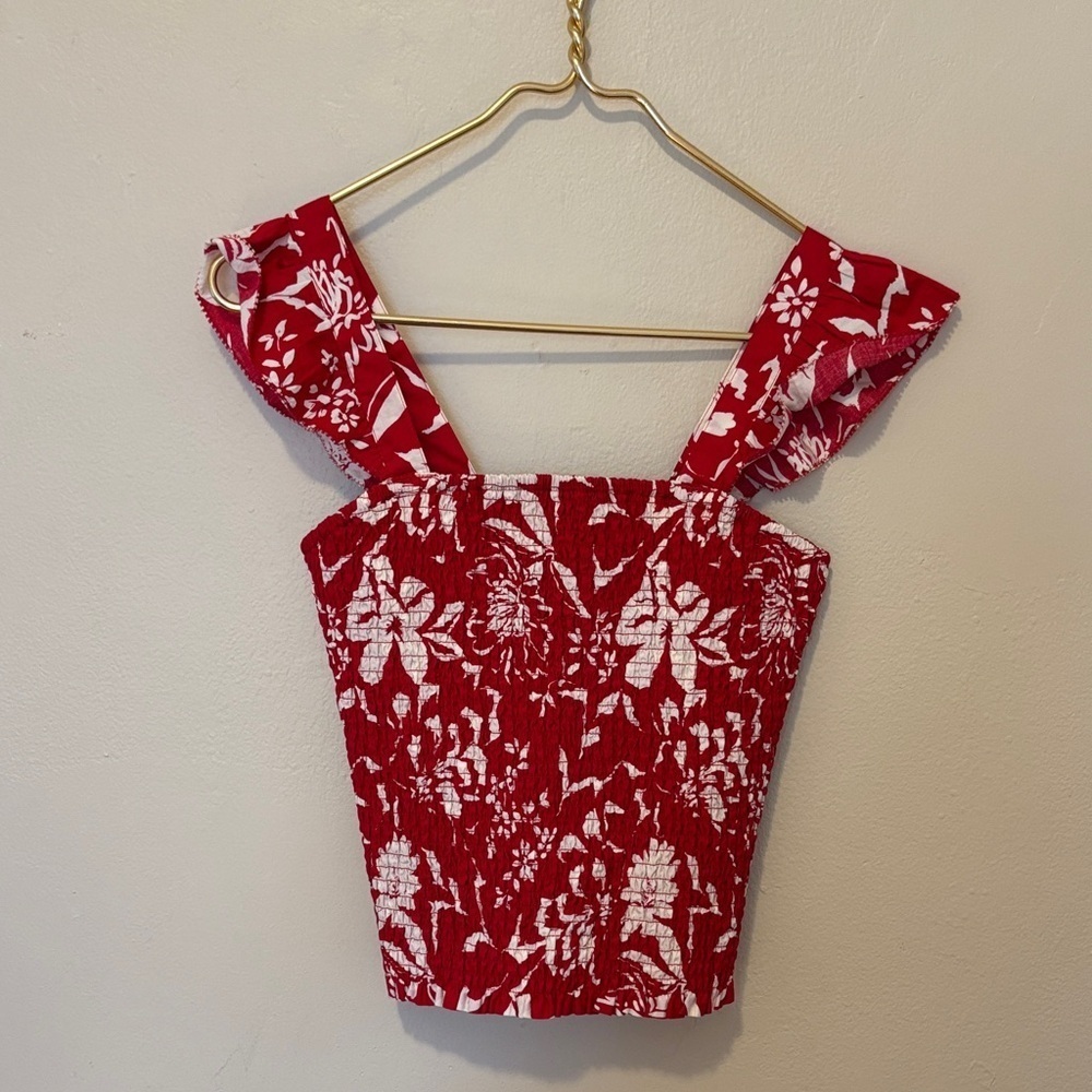 Old Navy Red Floral Tank Top
